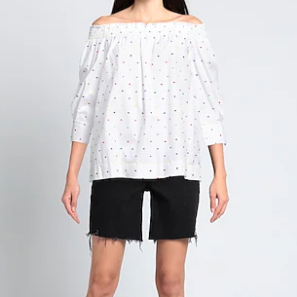 NWT Caliban Off-The-Shoulder Swiss Dot Blouse